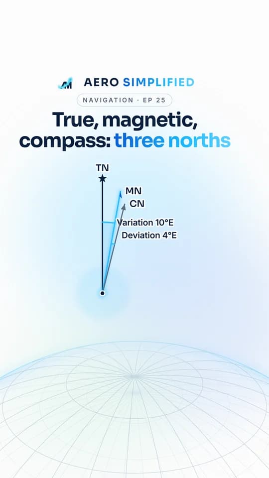AERO SIMPLIFIED Reel cover: True, magnetic, compass: three norths